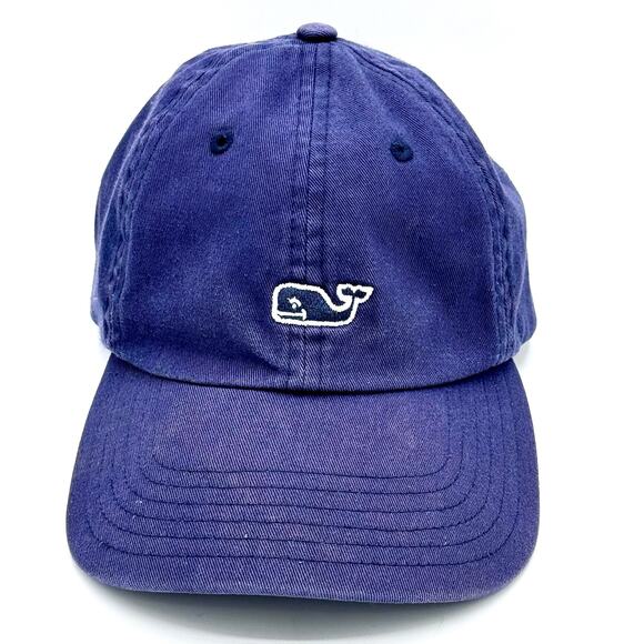 Vineyard Vines Classic Whale Logo Baseball Cap Blue Cotton Adjustable O/S - Picture 3 of 12
